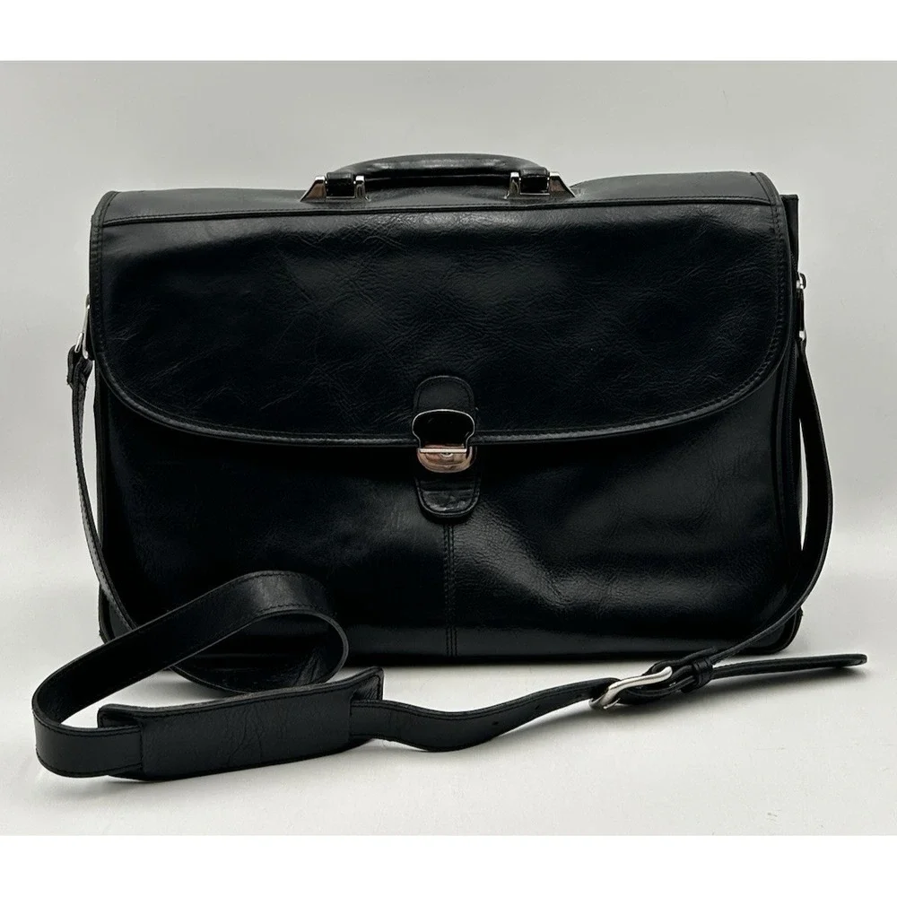 Vintage Wilson's Leather Pelle Studio Black Briefcase Messenger Bag